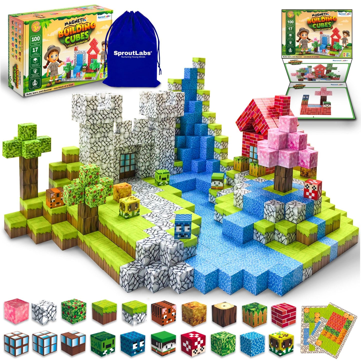 Magnetic Blocks, Magnetic Building Blocks for Kids, Building Blocks for Girls and Boys, Building Toys, Toddler Toys, Building Game Sensory Kids Ages 4 5 6 7 8 9, 100 Pcs
