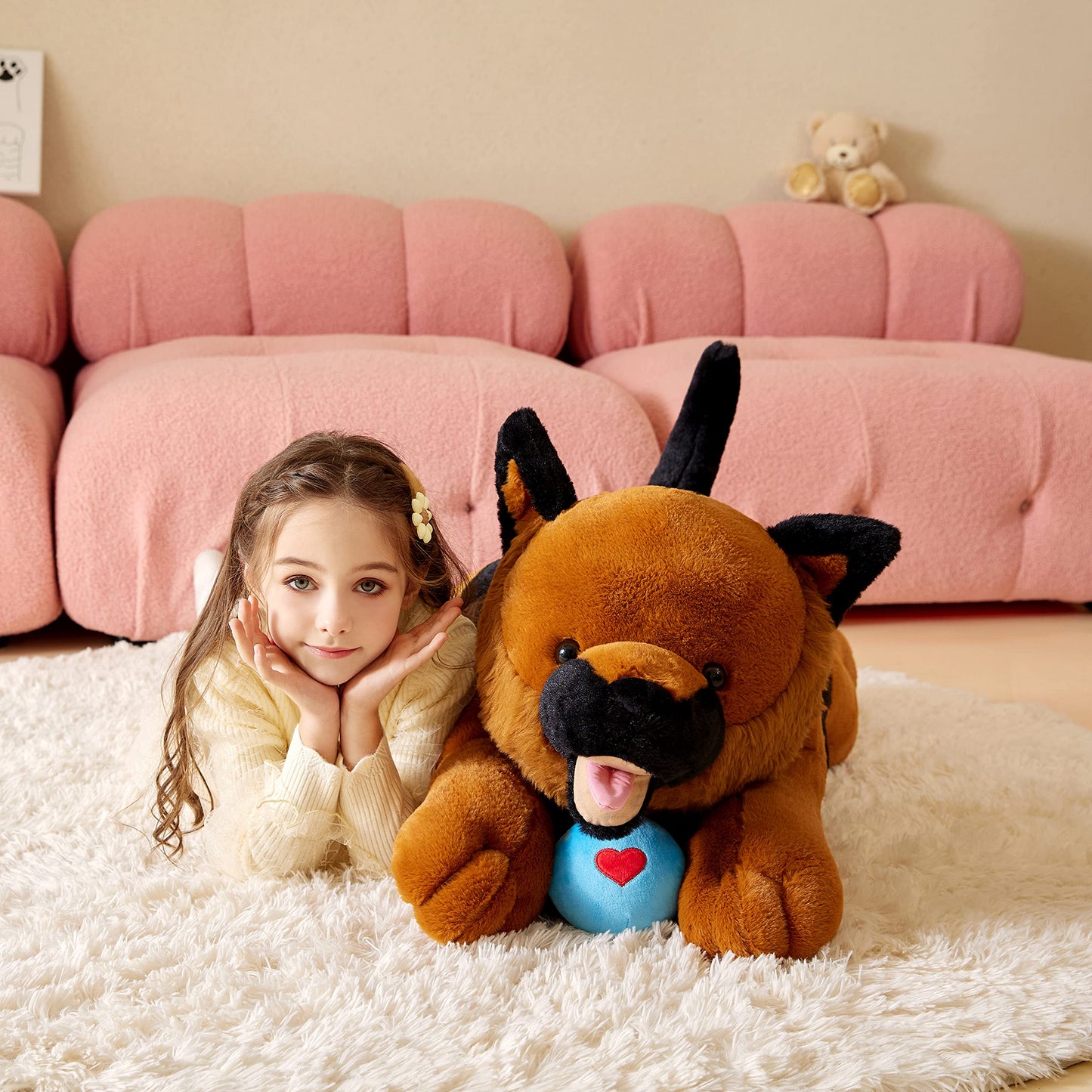 Tumyay Giant German Shepherd Dog Stuffed Animal Plush Soft Toy,30" Large Cuddly Puppy Toys Jumbo Cute Big Size Huge Plushy Plushie,Birthday Gifts for Kid