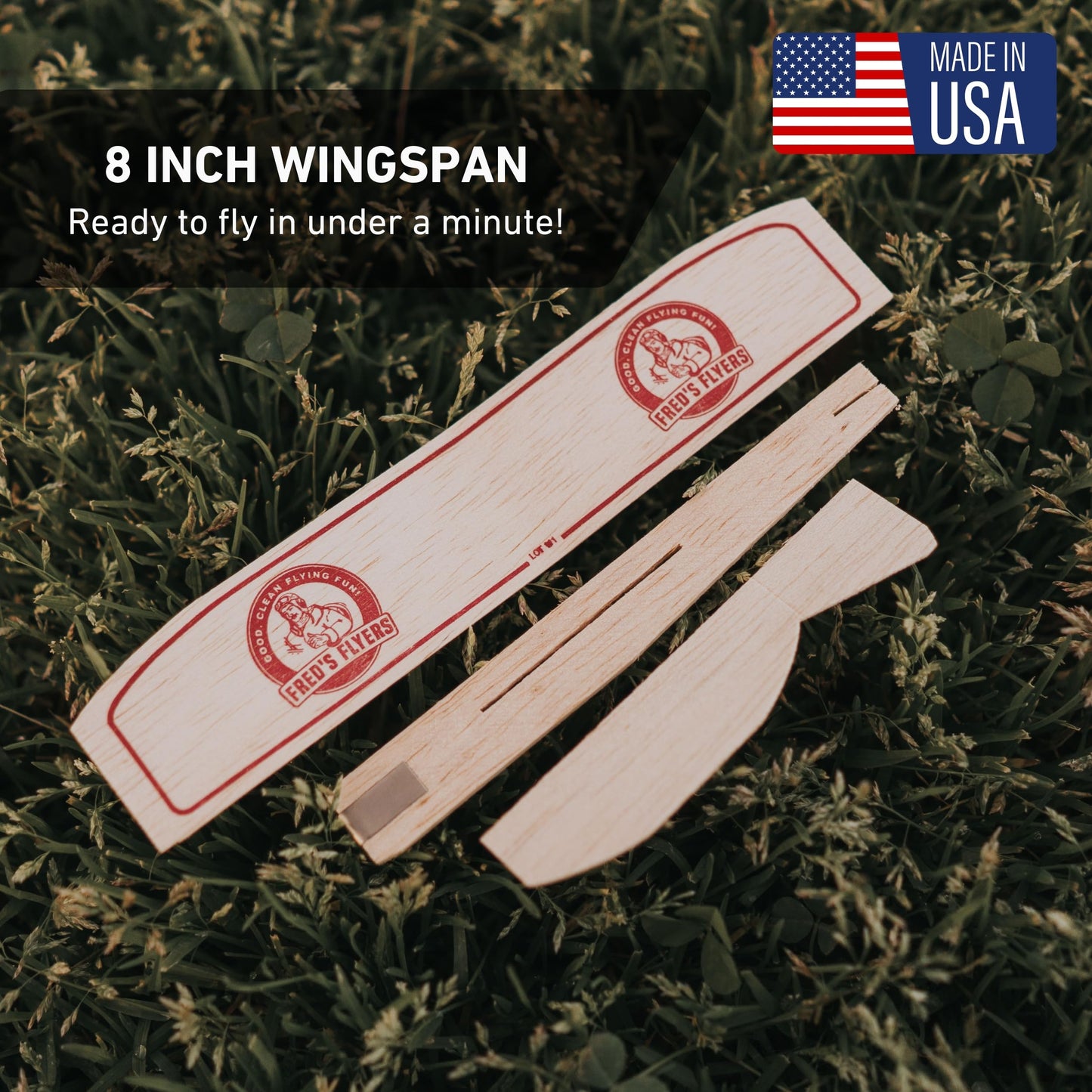 Fred's Flyers Balsa Wood Airplane Kits - 5-Pack - USA Made Wooden Glider Toy Planes for Kids