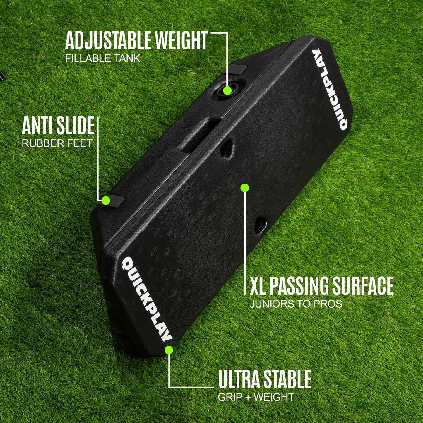 QUICKPLAY Replay Boombox Soccer Rebound Board - Portable Dual Surface Rebounder with Adjustable Angle - Soccer Training Equipment for Control, Passing Practice