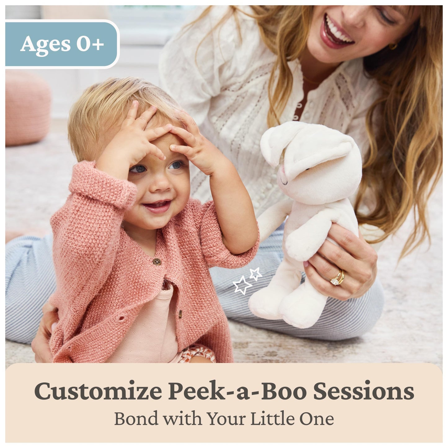 GUND Baby Peek-a-Boo Flora Bunny Plush, Bunny Rabbit Stuffed Animal, Baby Toy for Ages 0 and Up, Cream, 7" (Batteries Not Required)