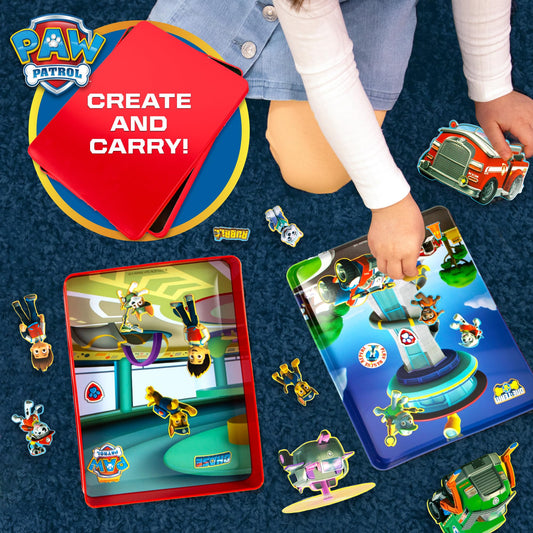 Paw Patrol Magnetic Playset, 75 Mix & Match Dress Up Magnets, 2-in-1 Storage Tin & Play Space, Fun Paw Patrol Toy for Kids 3 & Up, Great Travel Activity for Kids and Toddlers, Paw Patrol Activities