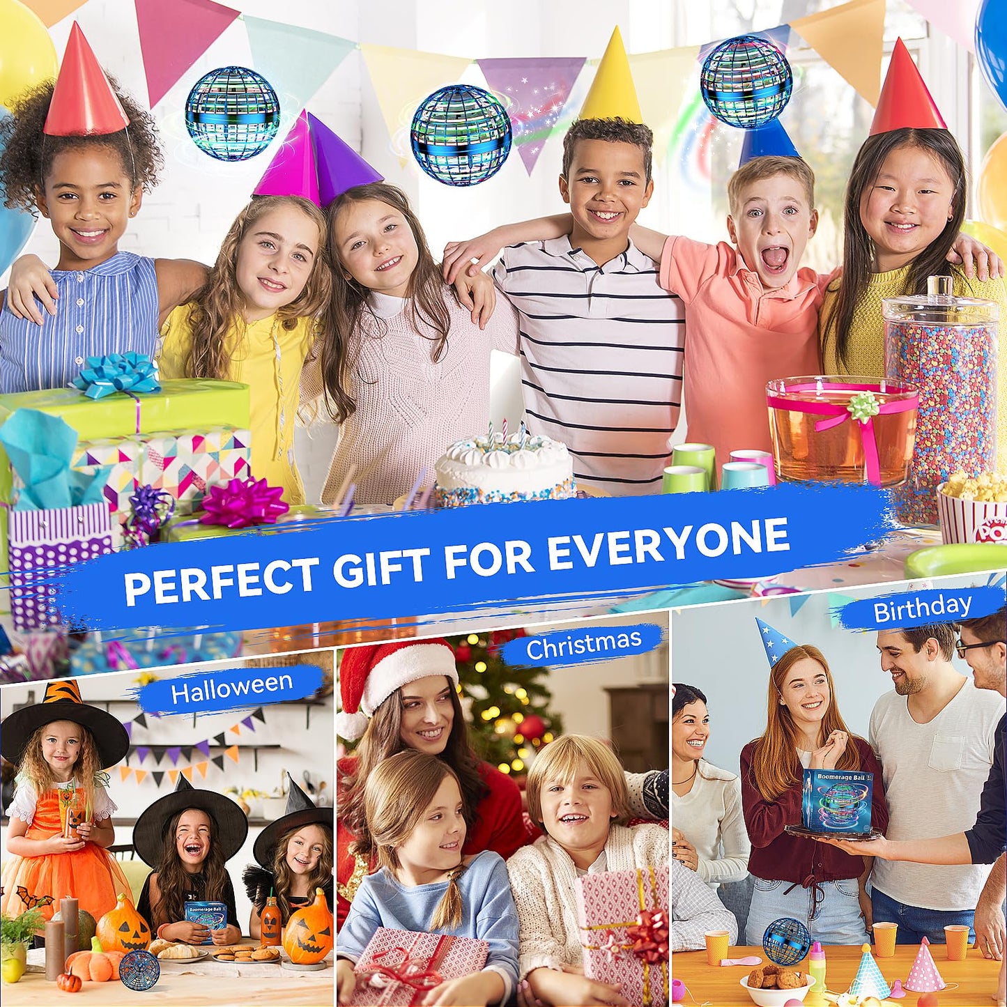 2025 AI Flying Orb Ball Toy, Cosmic Globe Boomerang Hover Ball Galactic Fidget Spinner, Cool Stuff Toys for 6 7 8 9 10 11 12+ Year Old Boys Girls Teens Indoor Outdoor Toys(Blue)