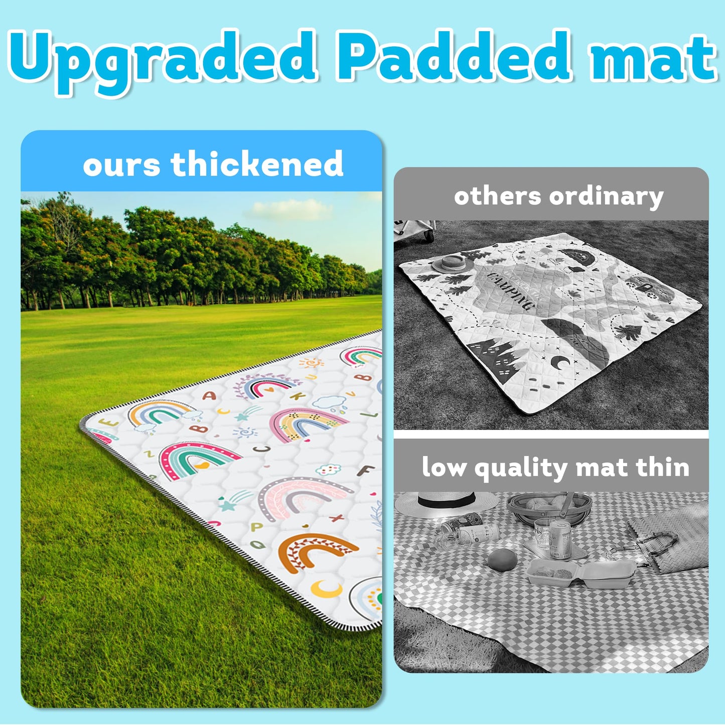 Baby Play Mat，Thick Soft 50" X 50" Playpen mat, Non-Slip and Machine Washable Baby Play Mats for Floor ，Crawling Mat for Babies, Toddlers & Infants to Play and Learn (Rainbow)
