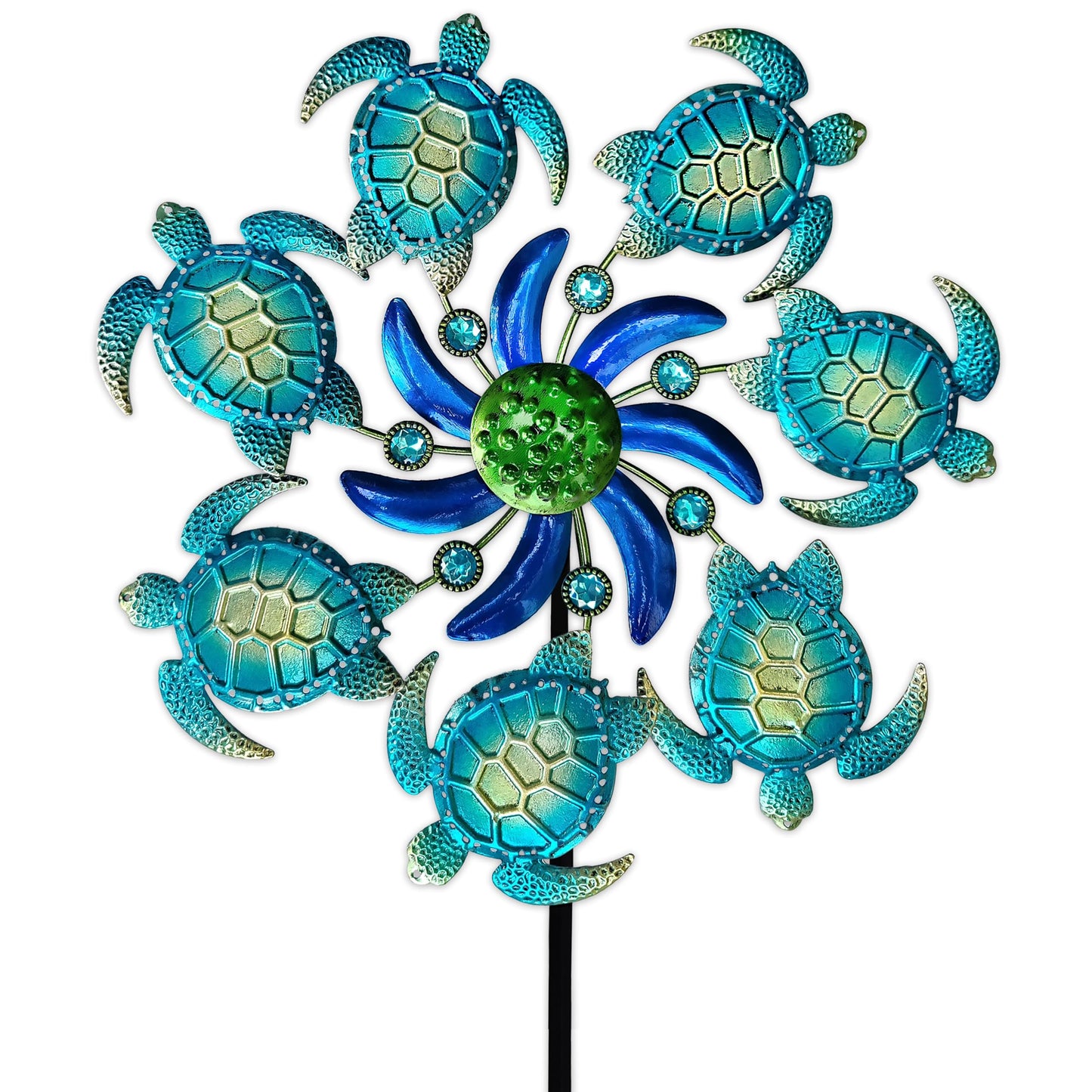 COOZZYHOUR 39" Sea Turtle Wind Spinners Garden Stake-Ocean Theme Outdoor Decorations- Metal Stake Yard Spinner-Wind Sculpture Yard Art Decorations for Patio,Swimming,Lawn & Garden Decor