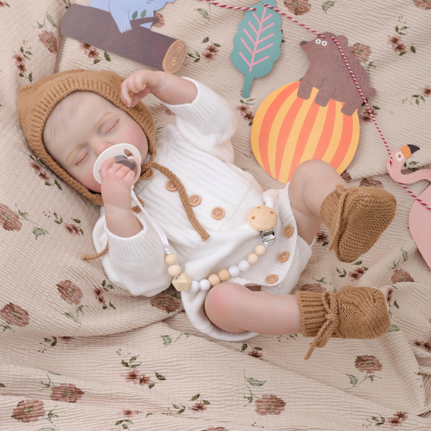 Cloveray Reborn Baby Dolls – 20 Inch Real Baby Dolls That Look Real, Full Body Vinyl Girl Doll in Soft Knit Outfit, Lifelike Newborn with Accessories, Gift for Children Ages 3+, Pretend Play