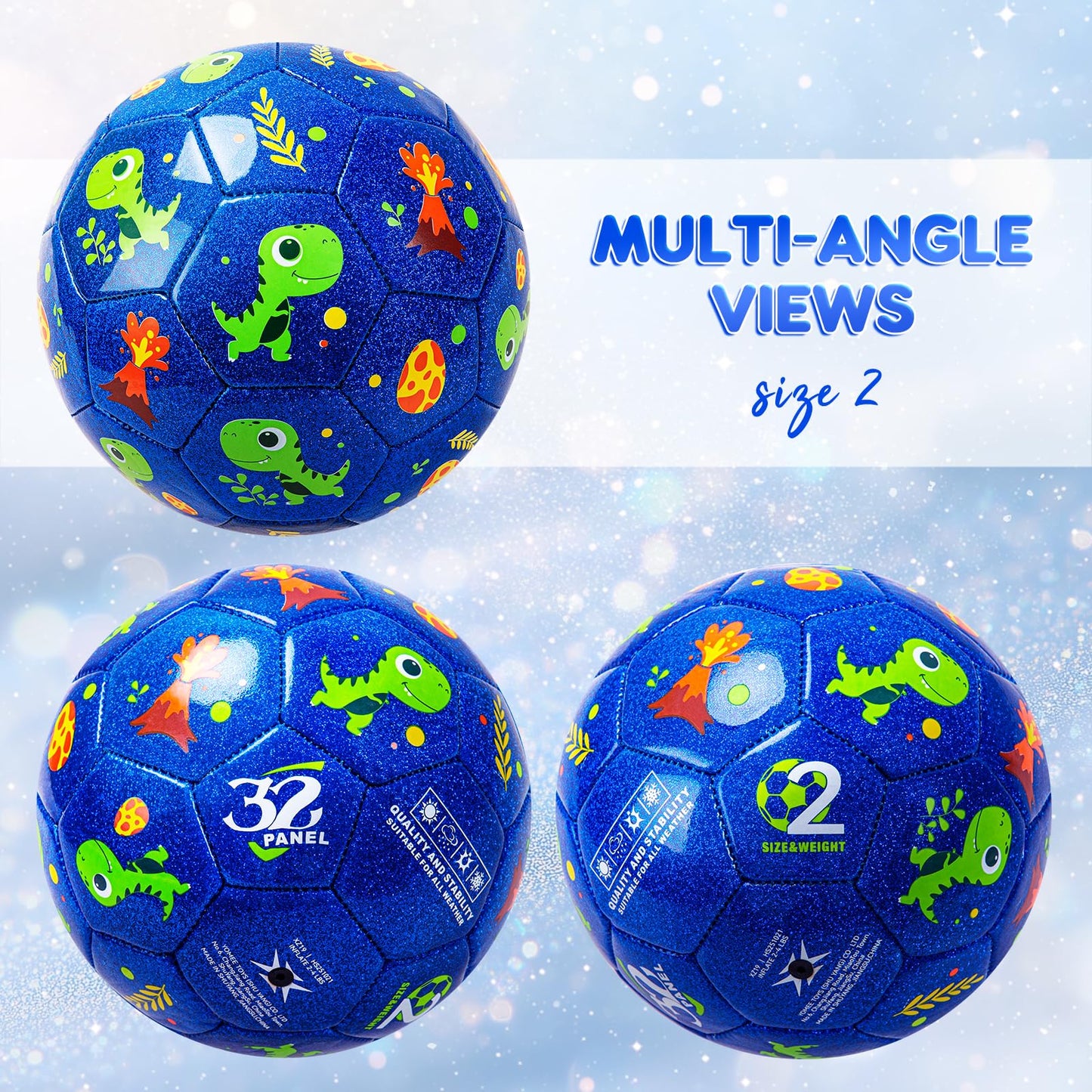 EVERICH TOY Toddler Soccer Ball - 5.9“ Small Soccer Ball Size 2 with Pump - Dinosaur Toys Indoor Outdoor Play Balls Games - Great Birthday Gifts for Children Girls Boys