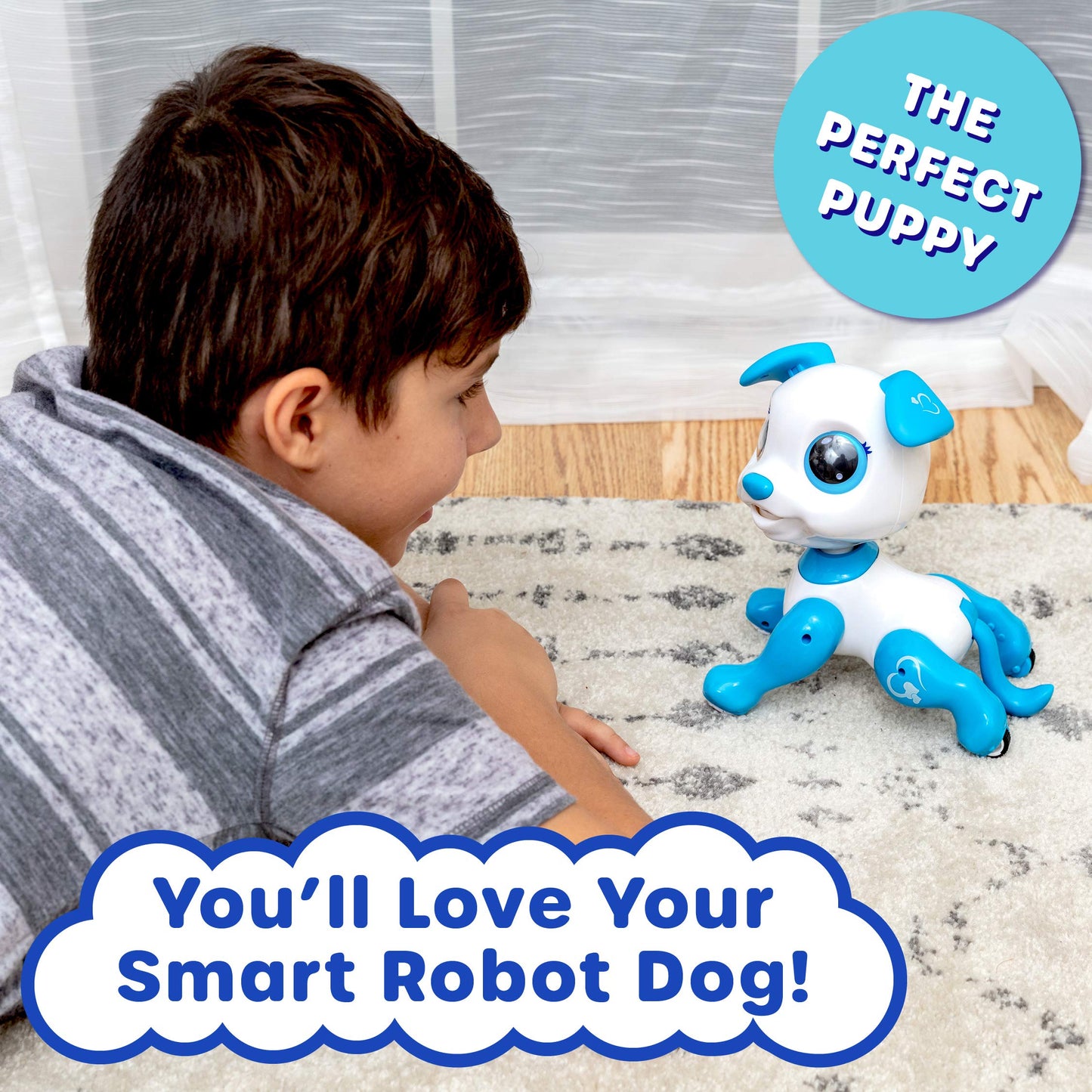 Robo Pets Robot Dog Toy for Girls and Boys - Remote Control Robot Toy Puppy with LEDs, Sound FX, Interactive Hand Motion Gestures, STEM Program Treats, Dancing and Walking RC Pet for Kids (Blue)
