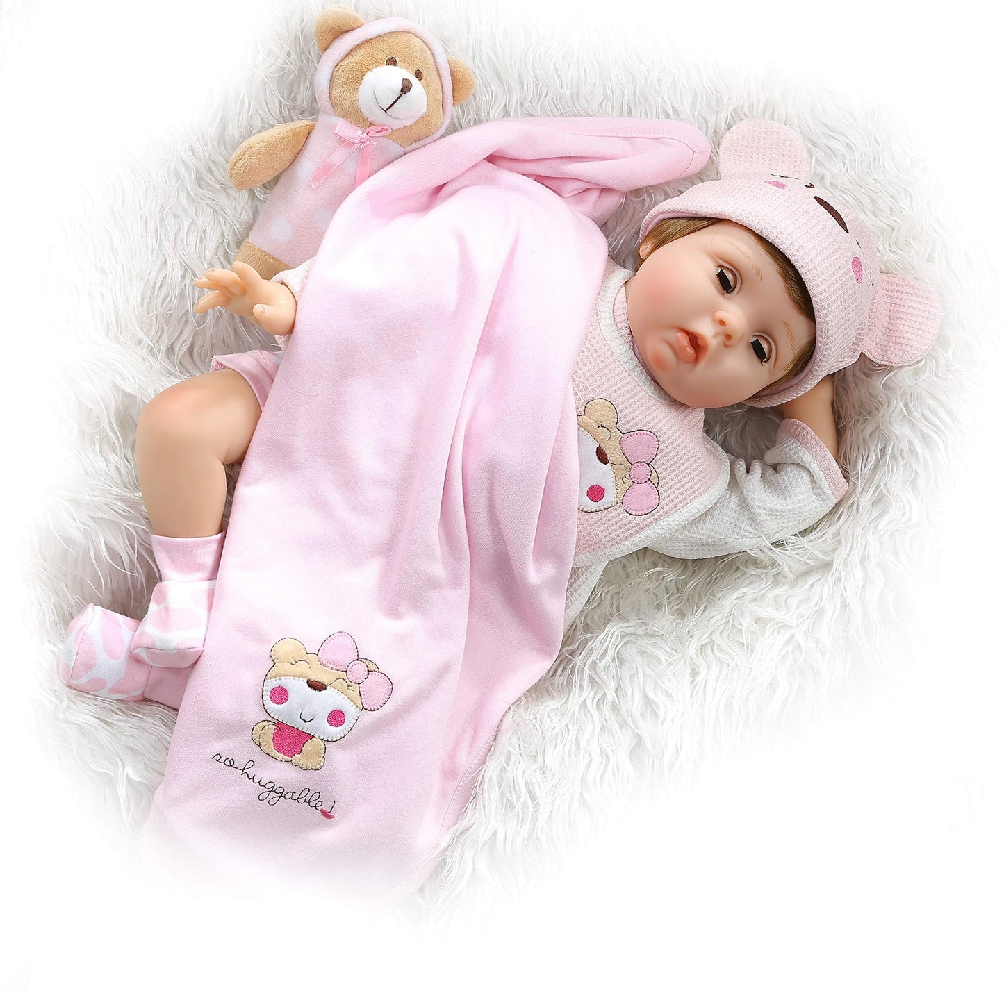 Babyfere Realistic Reborn Baby Dolls Girl Blinking Eyes Weighted Body Vinyl Silicone 22 Inch Reborn Dolls