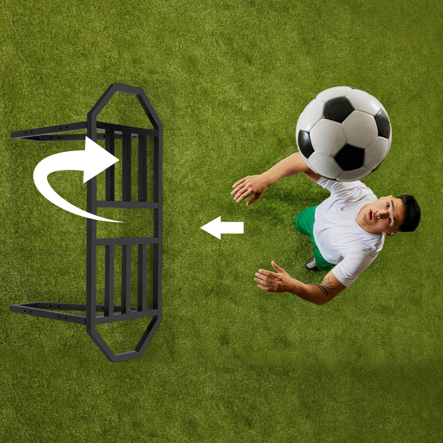 Soccer Rebounder Board, Soccer Wall Rebounder with 2 Angles, Portable Soccer Passing Board with Ground Nails, Soccer Training Equipment for Passing & Shooting Practice