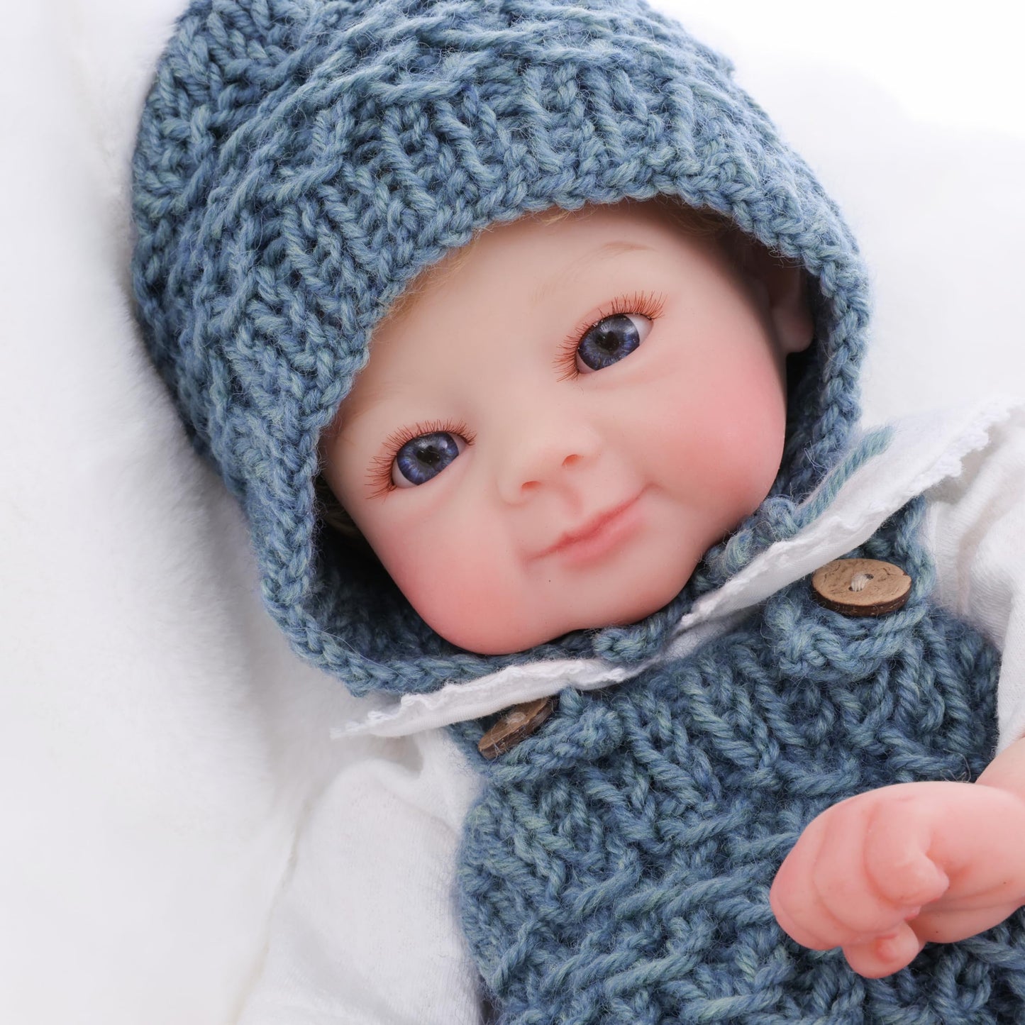 Cloveray 16 Inch Full Silicone Baby Doll with Rooted Hair, Soft Realistic Open Eyes Newborn Doll with 2 Outfits, Blanket, Pacifier, Diaper & Bottle, Comfort Doll Gift for Kids