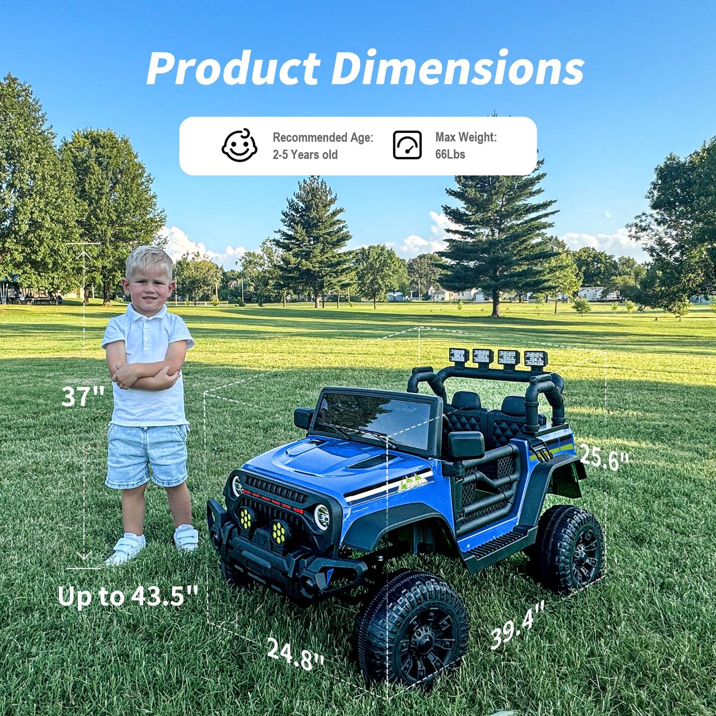 Hikiddo 24V Kids Ride on Car, Kids Electric Vehicles Car Ride on Toy Truck for Toddlers 3-5 w/Remote Control, 400W Motor - Blue