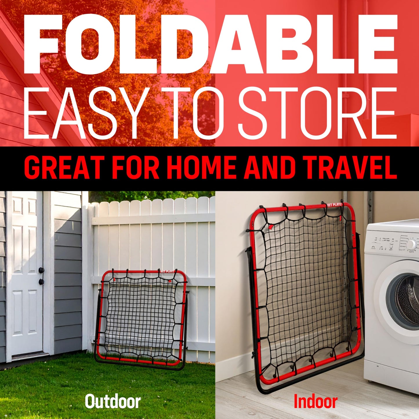 Soccer Rebounder Rebound Net, Kick-Back 3.3X3.3FT | Football Training Gifts, Aids & Equipment for Kids Teens & All Ages, Portable, 6 Adjustable Angles