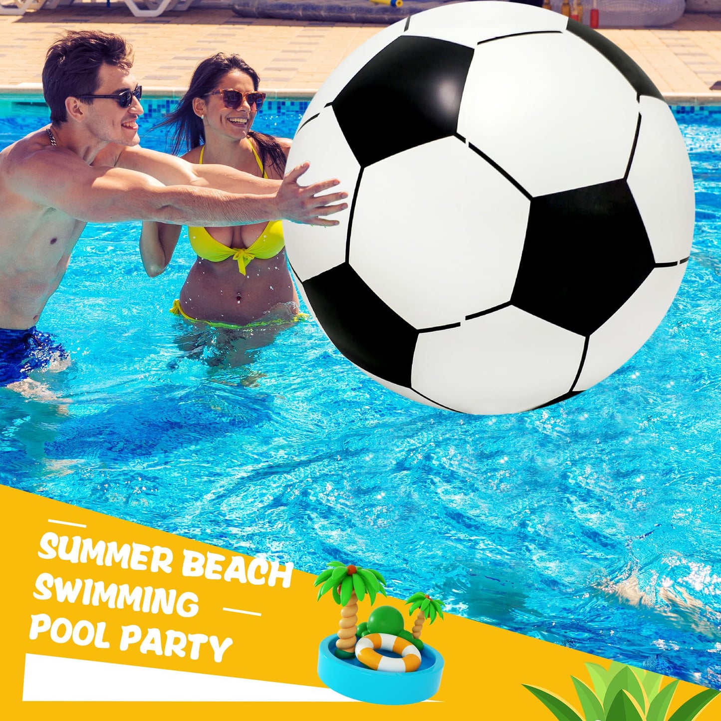 Sonarun 2 Pack 24 Inch Large Inflatable Soccer Balls Giant Beach Game Balls Jumbo Blow Up Soccer Balls Toys for Soccer Ball Sports Outdoor Summer Pool Beach Party Favors