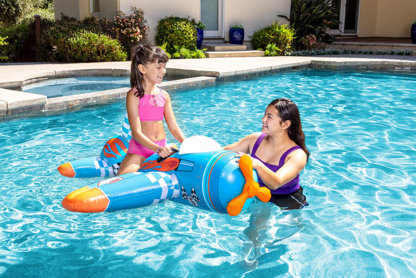 Poolmaster Inflatable Swimming Pool Float Aviator Airplane Pool Rider Toy for Kids
