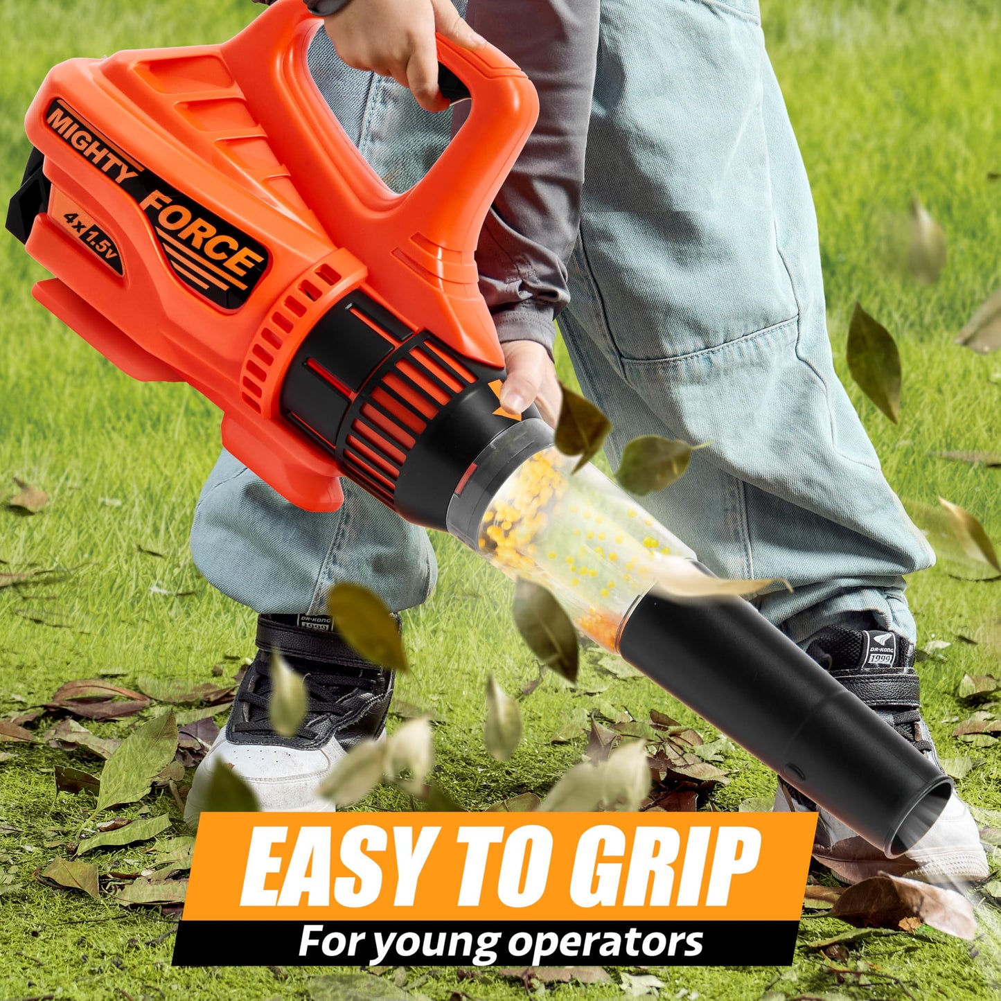 JOVA lalalark Mighty Force Kids Leaf Blower, Kids Gardening Set with Realistic Sounds, Lights and Wind, Outdoor Toys for Toddlers 3-5, Role Play Toys, Toddler Birthday Gift
