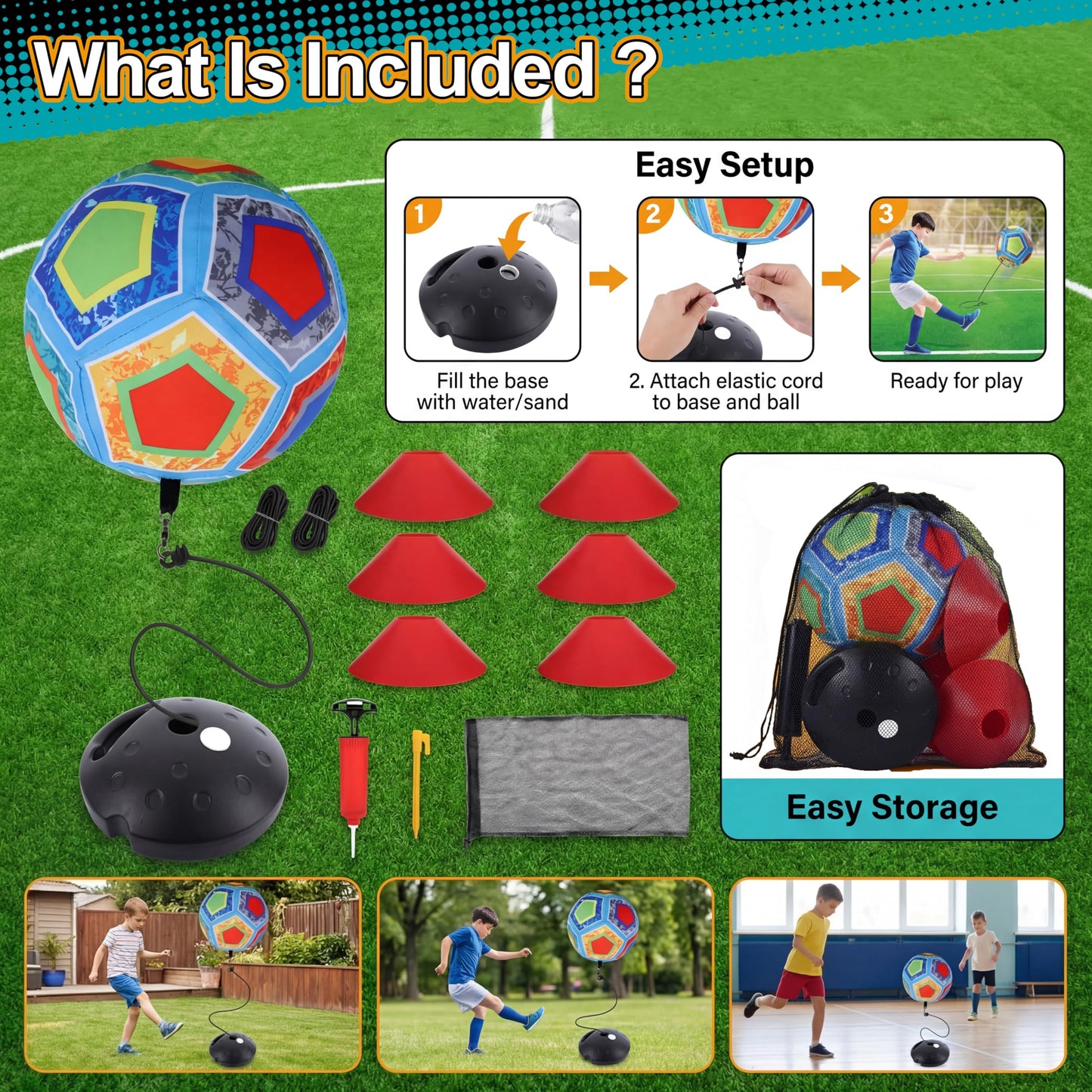 COUOMOXA Sports Soccer Toys for Kids: Interactive Soccer Toy with Rebound - Soccer Gift for 3 4 5 6 7 8-12 Year Old Boys Backyard Indoor 2-in-1 Football Games - Birthday Gifts for Ages 3-12