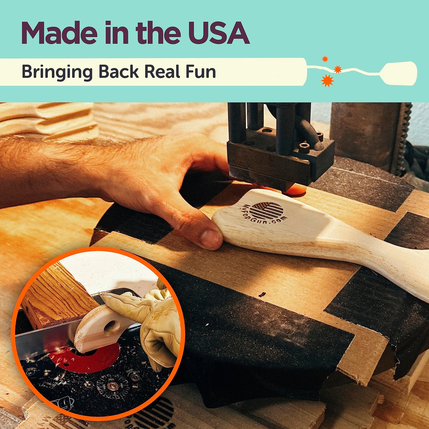 Blue Toy Pop Gun for Kids-Wooden Toy Guns for Boys 3-12 Yrs-Fake Handgun with Sturdy Wood Finish & Durable Silicone Stopper-Fun Hand Rifles & Pistol Toys for Small & Big Kid Play-Made in The USA