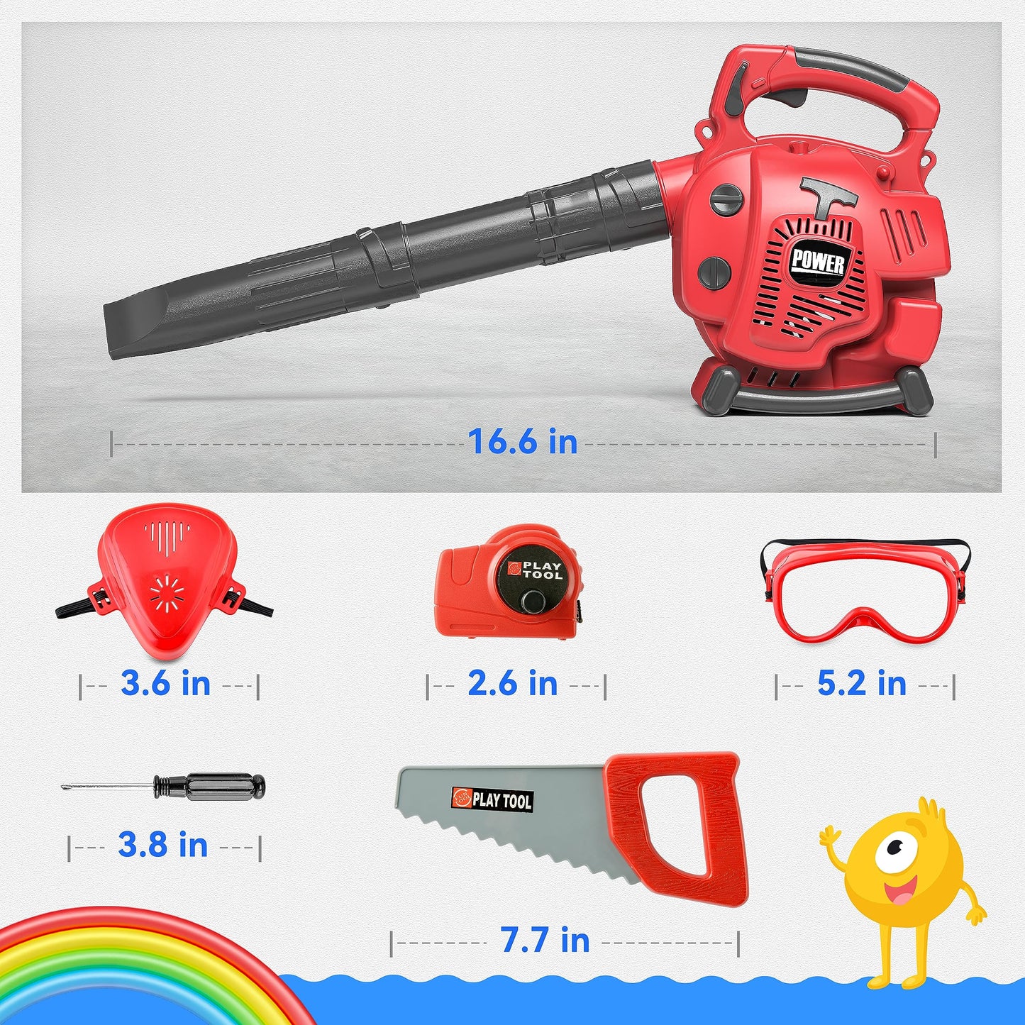 Toy Choi's Kids Leaf Blower - Toy Leaf Blower that Really Works with Tool Set, Pretend Play Series Construction Outdoor Preschool Gardening Kit for Boys & Girls Age 3-5 4-7