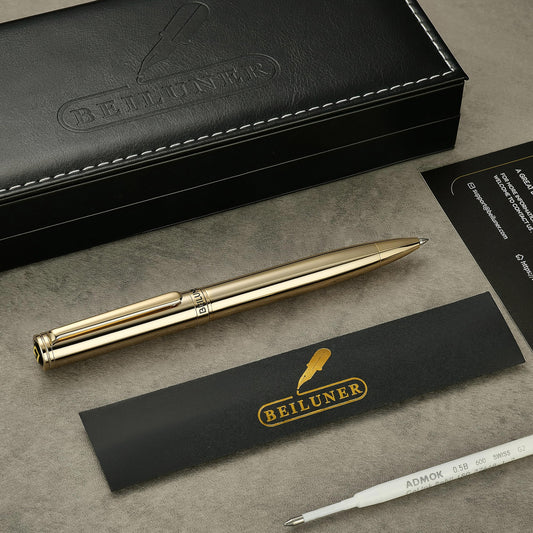 BEILUNER Gold Gel Pen, Stunning Luxury Pens with 24K Gold Plating, Black Ink Refill, Executive Gift Set for Family & Friends, Writing, Fancy, Office, Retractable, Graduation Gifts, Nice Designer Pens