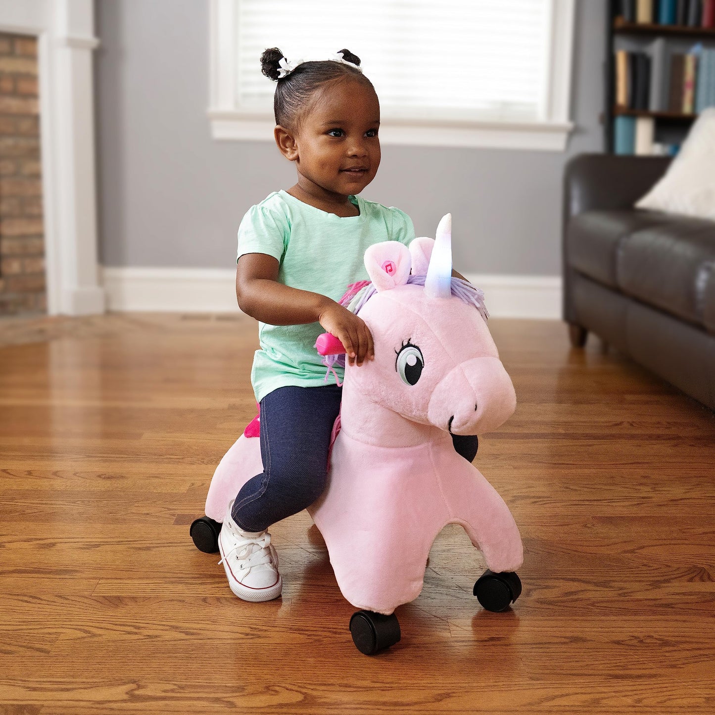 Radio Flyer Shimmer the Magic Unicorn Ride On, Ages 1-3, Interactive Lights & Sounds, Horn Lights Up While Riding, EZ-Glide 360-degree Wheels, Easy Grip Handles, Soft Plush Face, Toddler Ride On Toys